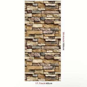 1 Roll Vintage Brown Stone Brick Wallpaper Peel 39.4inchX17.7inch